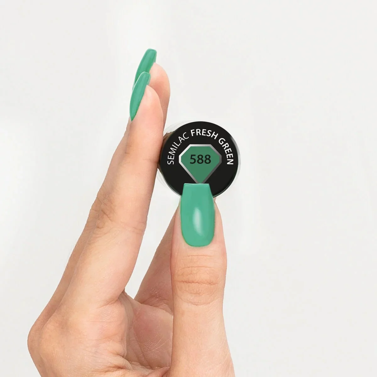 588 Fresh Green - Semilac Soak Off Gel / Hybrid Nail Polish - Image 3