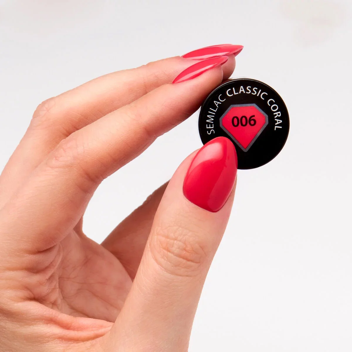 006 Classic Coral - Semilac Soak Off Gel / Hybrid Nail Polish - Image 2