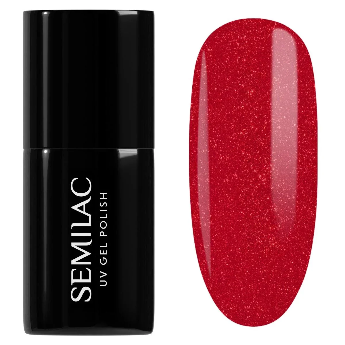 025 Glitter Red - Semilac Soak Off Gel / Hybrid Nail Polish