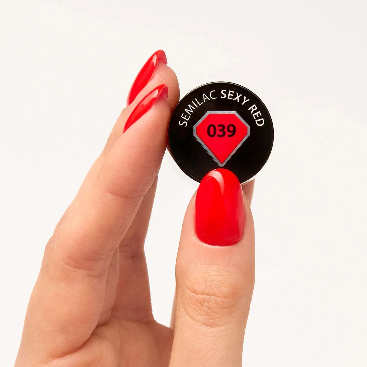 039 Sexy Red - Semilac Soak Off Gel / Hybrid Nail Polish - Image 3
