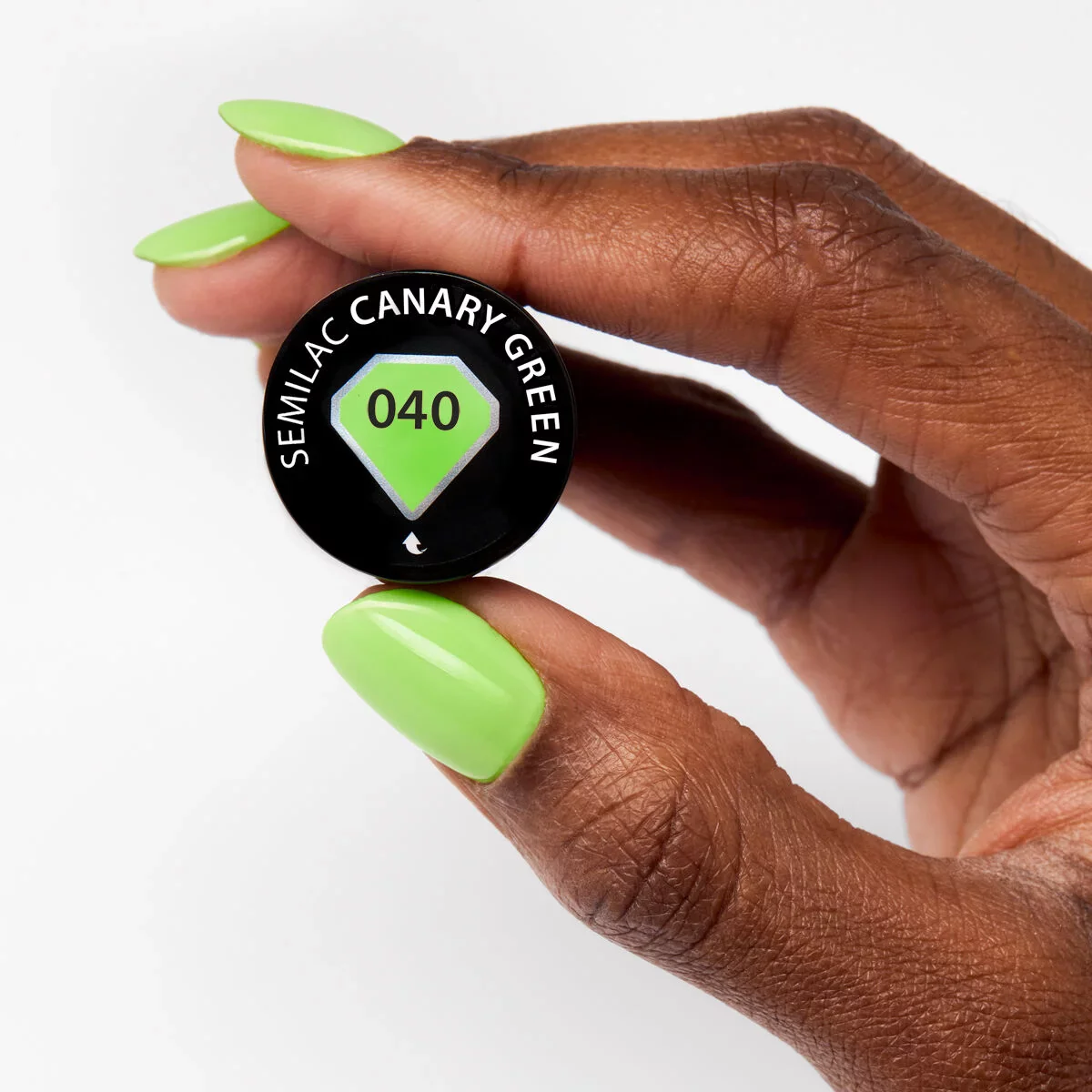040 Canary Green - Semilac Soak Off Gel / Hybrid Nail Polish - "Tropical Drinks" Collection - Image 3