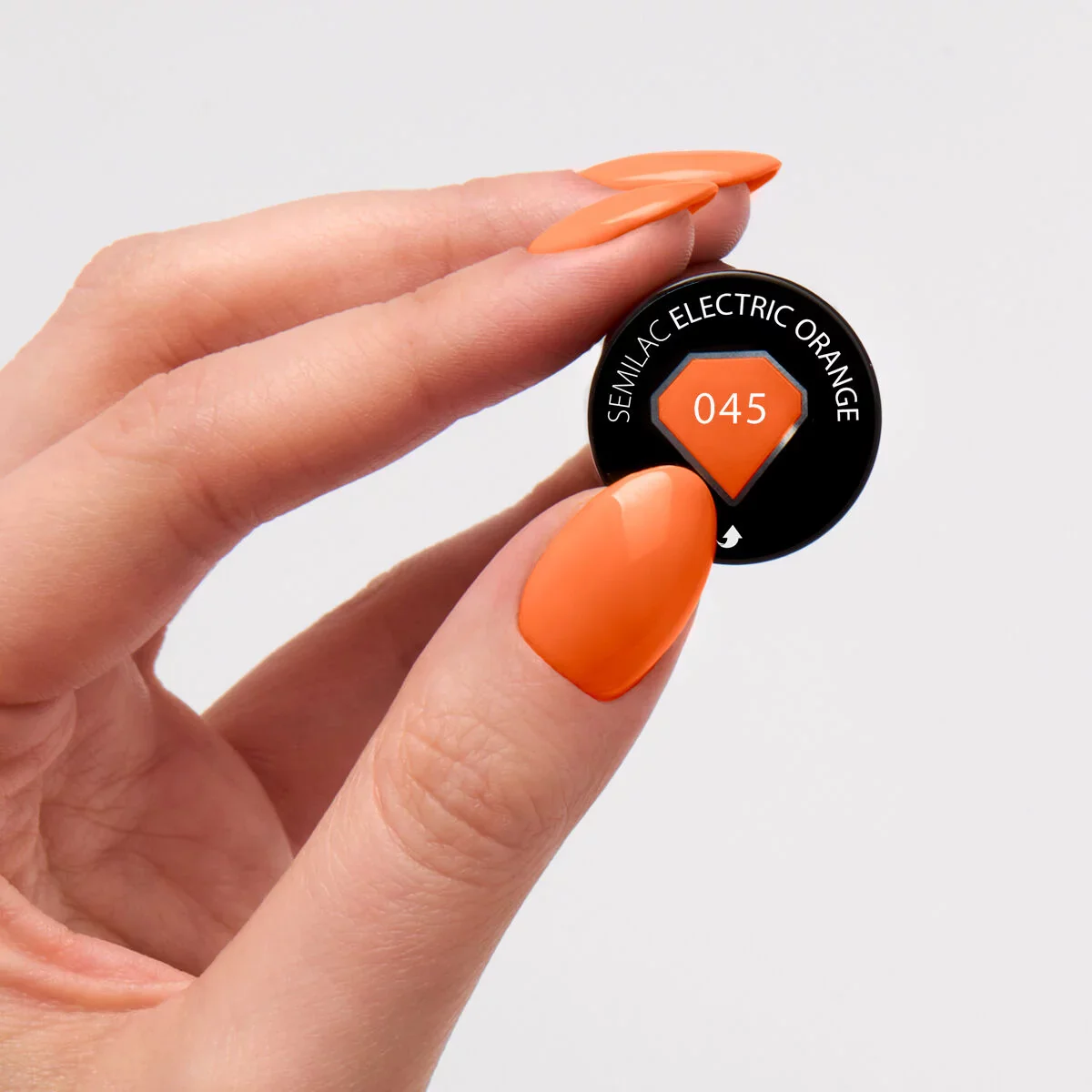 045 Electric Orange - Semilac Soak Off Gel / Hybrid Nail Polish - Image 3