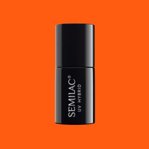 045 Electric Orange - Semilac Soak Off Gel / Hybrid Nail Polish - Image 5