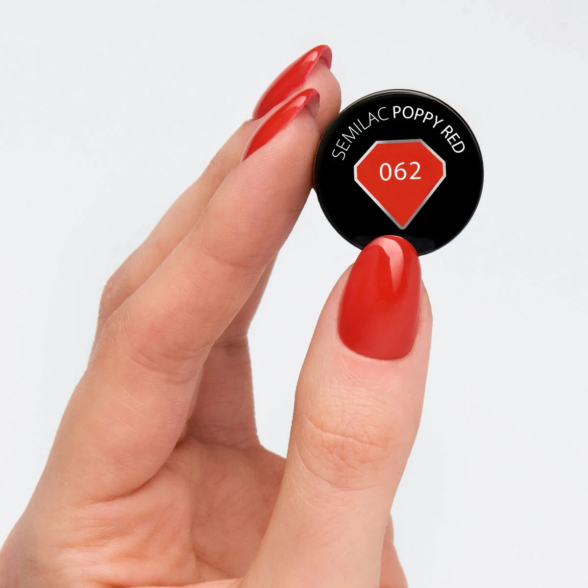 062 Poppy Red - Semilac Soak Off Gel / Hybrid Nail Polish - Image 3