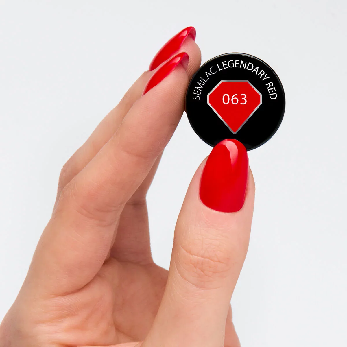 063 Legendary Red - Semilac Soak Off Gel / Hybrid Nail Polish - Image 2