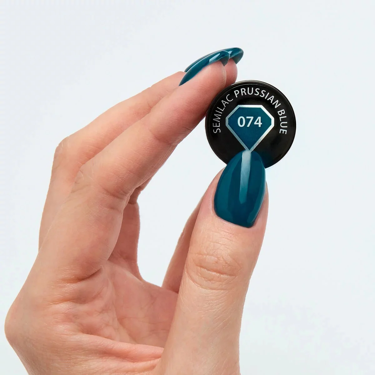 074 Prussian Blue - Semilac Soak Off Gel / Hybrid Nail Polish - Image 3