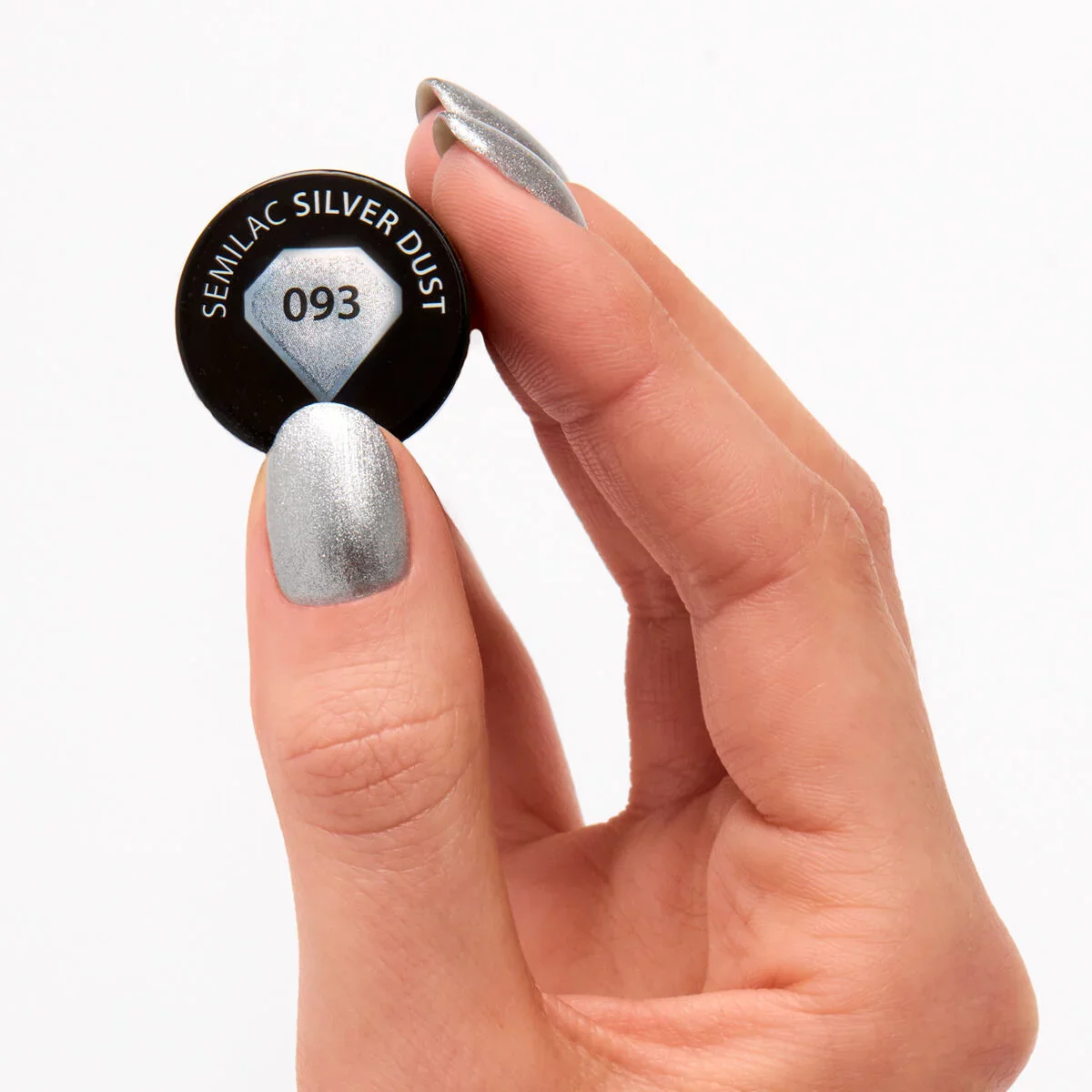 093 Silver Dust - Semilac Soak Off Gel / Hybrid Nail Polish - Image 3