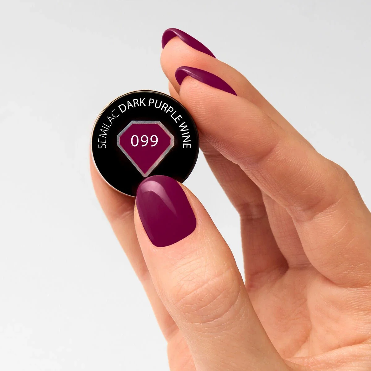 099 Dark Purple Wine - Semilac Soak Off Gel / Hybrid Nail Polish - Image 2