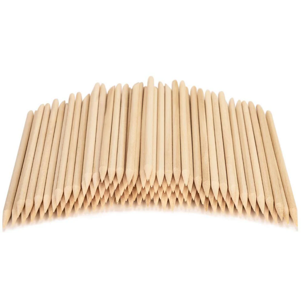 100 PCS Orange Sticks for Nails 4.5 Inch - Wooden Cuticle Pusher & Remover