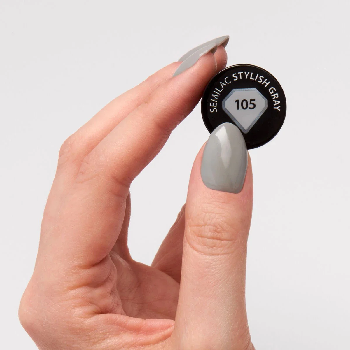 105 Stylish Grey - Semilac Soak Off Gel / Hybrid Nail Polish - Image 3