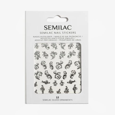 12 SILVER ORNAMENTS Semilac Nail Stickers
