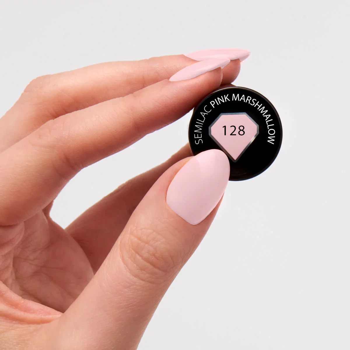 128 Pink Marshmallow - Semilac Soak Off Gel / Hybrid Nail Polish - Image 2