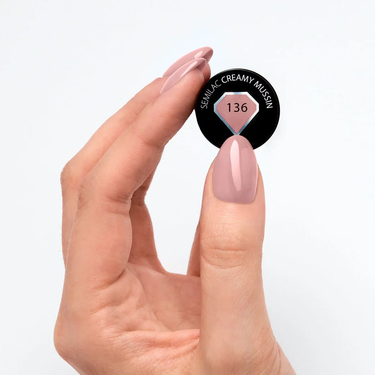 136 Creamy Muffin - Semilac Soak Off Gel / Hybrid Nail Polish - Image 2