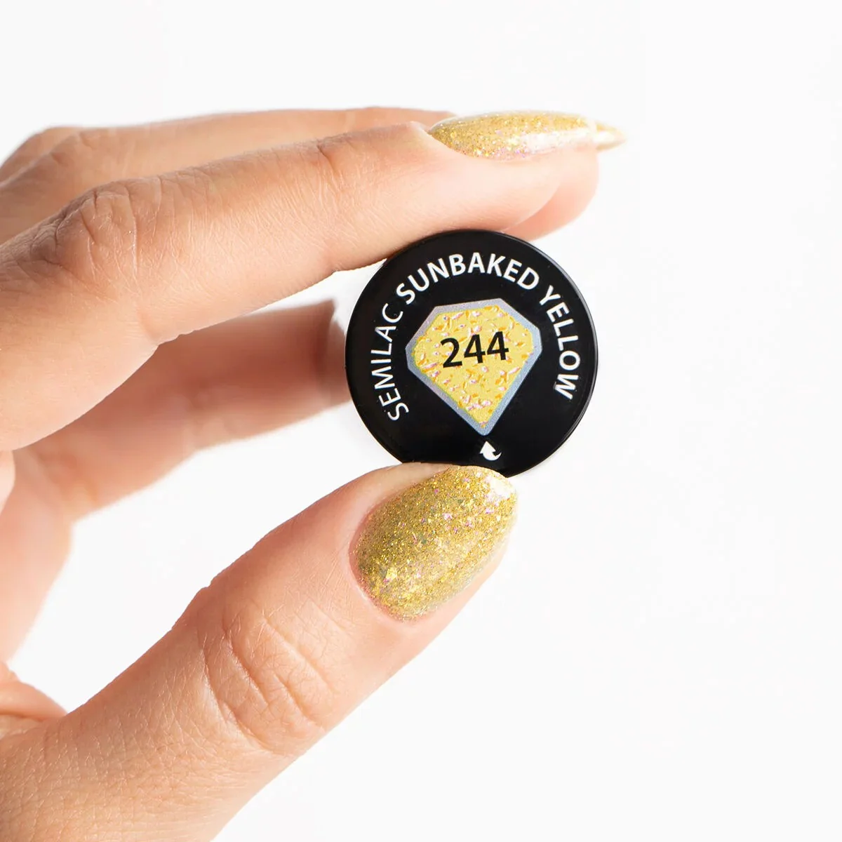 244 SUNBAKED YELLOW - Semilac Soak Off Gel / Hybrid Nail Polish - Image 3