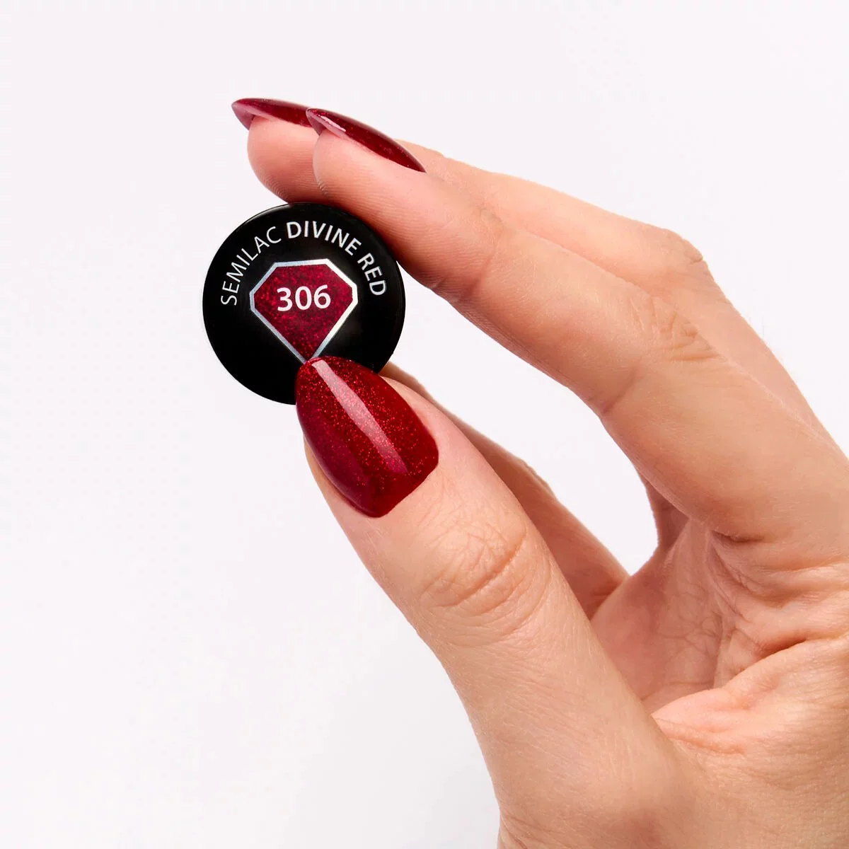 306 DIVINE RED - Semilac Soak Off Gel / Hybrid Nail Polish - Image 2