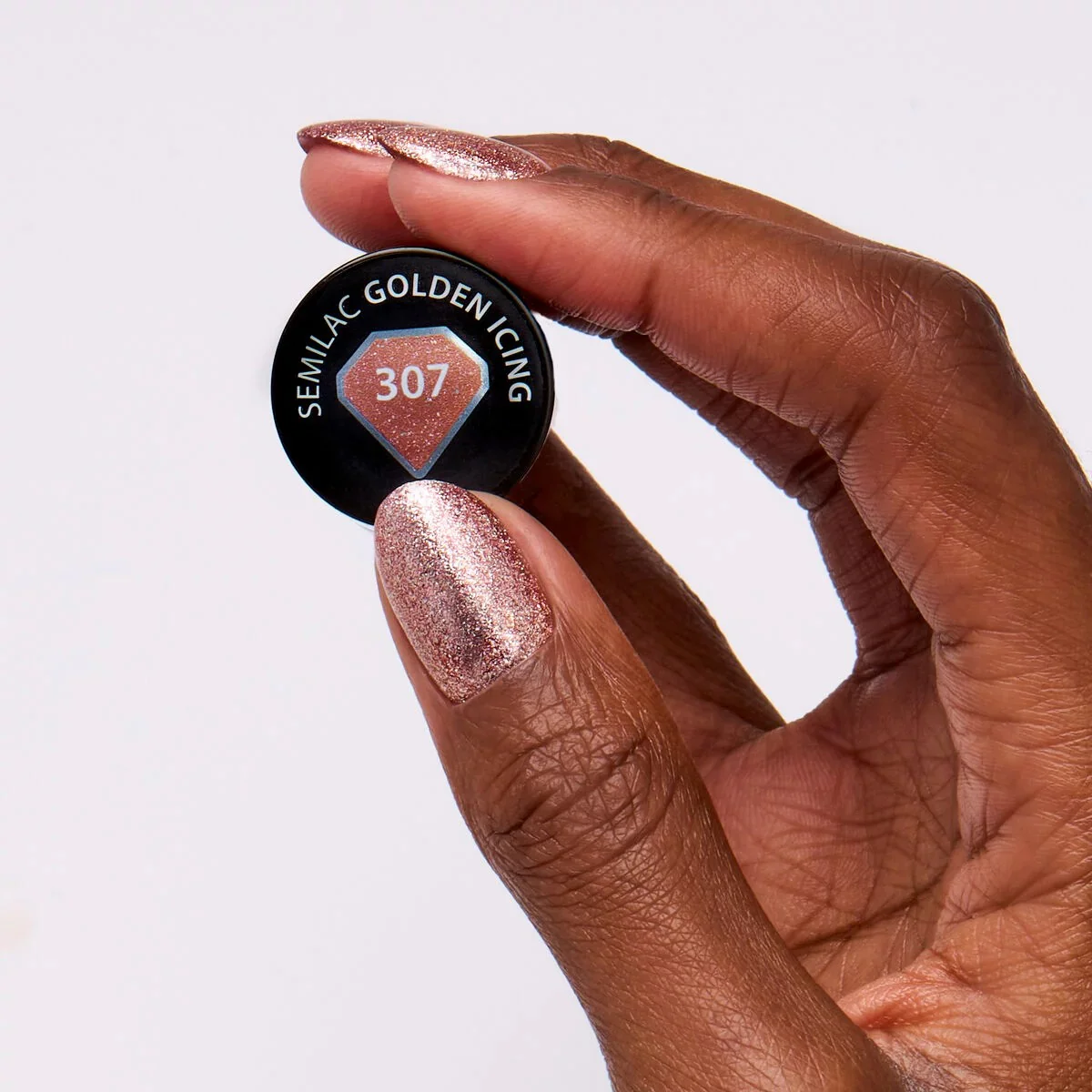 307 Golden Icing - Semilac Soak Off Gel / Hybrid Nail Polish - Image 3