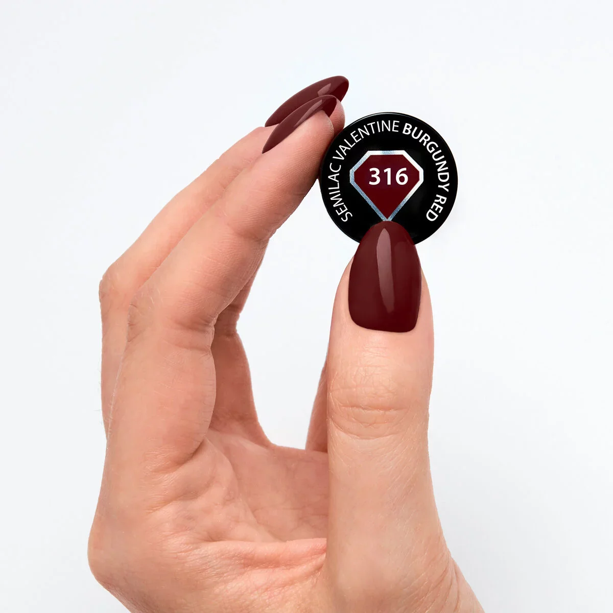 316 Burgundy Red - Semilac Soak Off Gel / Hybrid Nail Polish - Image 2