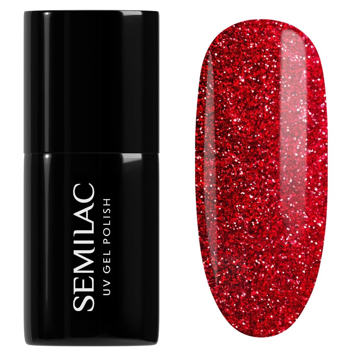 318 Burgundy Red Glitter - Semilac Soak Off Gel / Hybrid Nail Polish