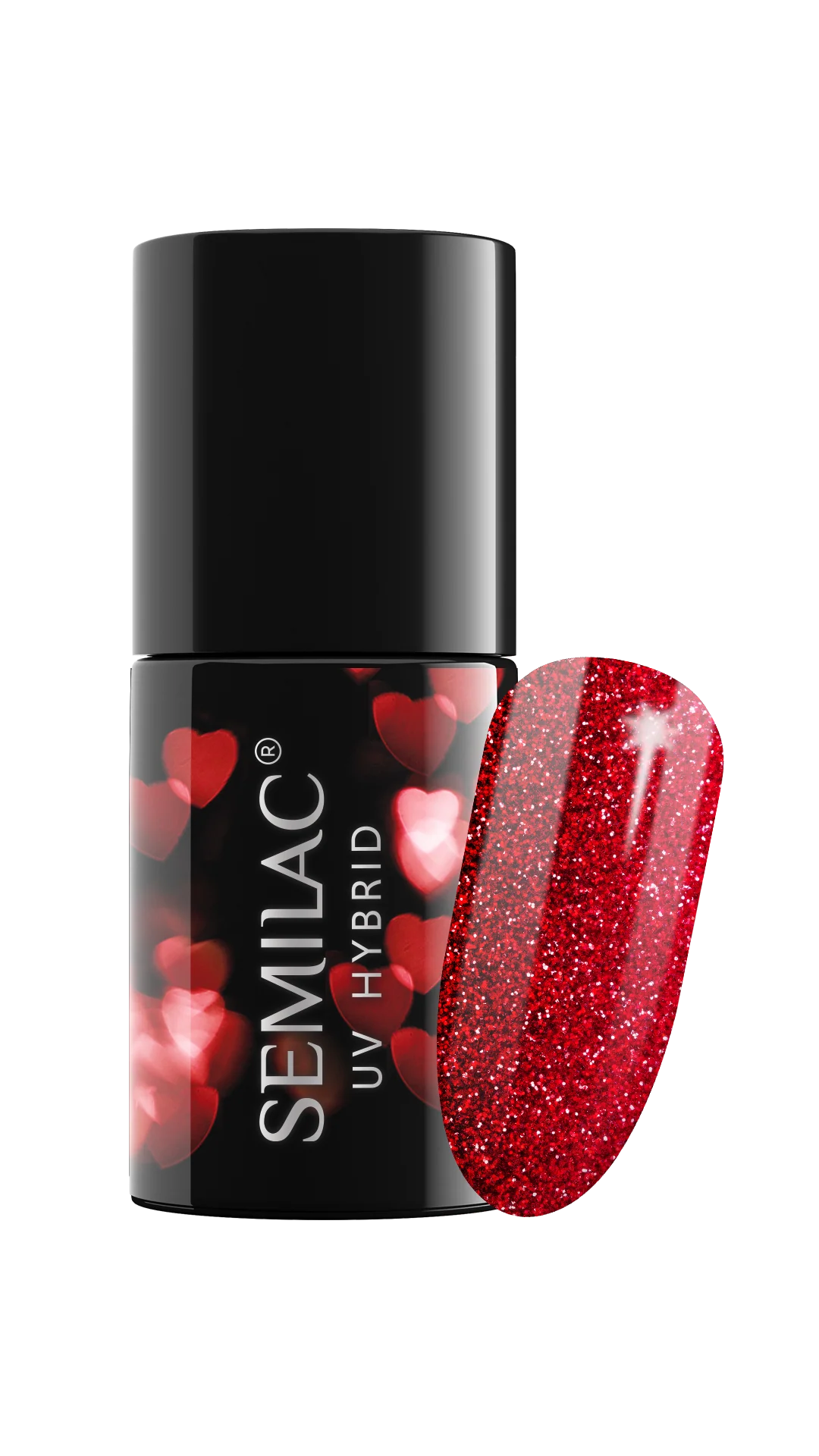 318 Burgundy Red Glitter - Semilac Soak Off Gel / Hybrid Nail Polish - Image 4