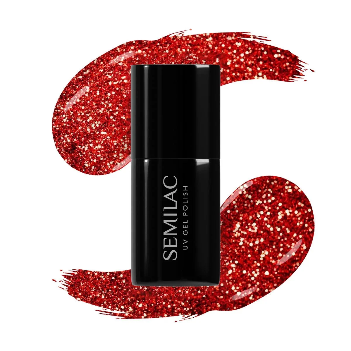 318 Burgundy Red Glitter - Semilac Soak Off Gel / Hybrid Nail Polish - Image 5