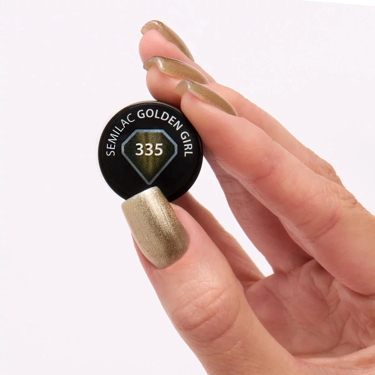 335 Golden Girl - Semilac Soak Off Gel / Hybrid Nail Polish - Image 3