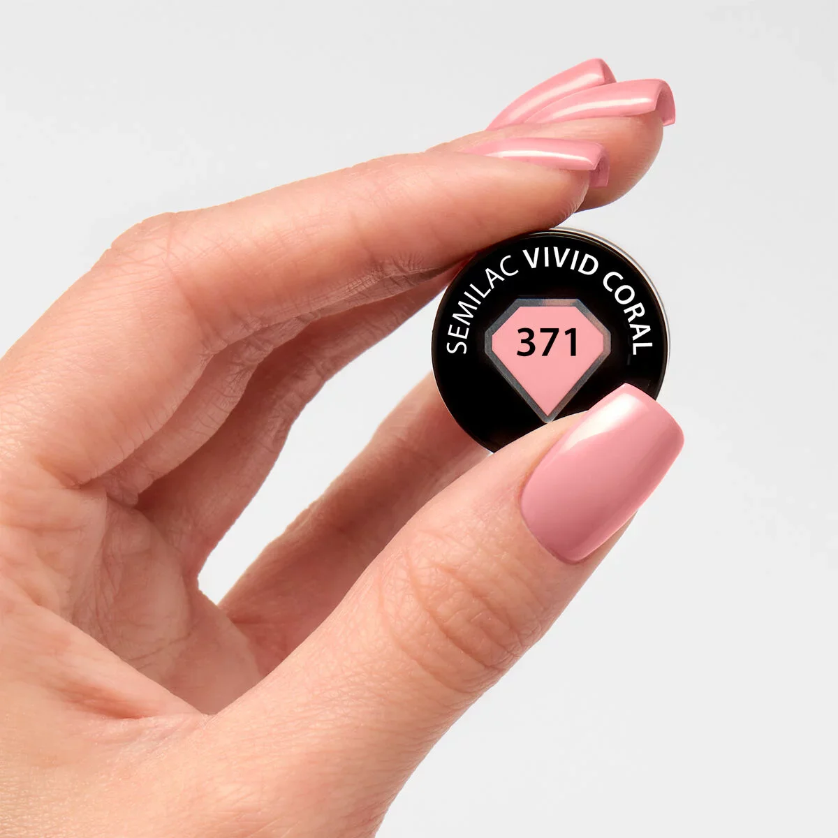 371 Vivid Coral - Semilac Soak Off Gel / Hybrid Nail Polish - Image 3