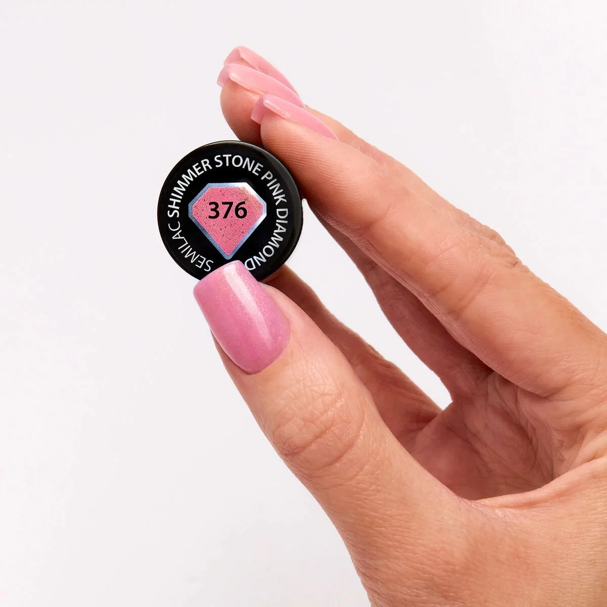 376 Shimmer Stone Pink Diamond - Semilac Soak Off Gel / Hybrid Nail Polish - Image 2