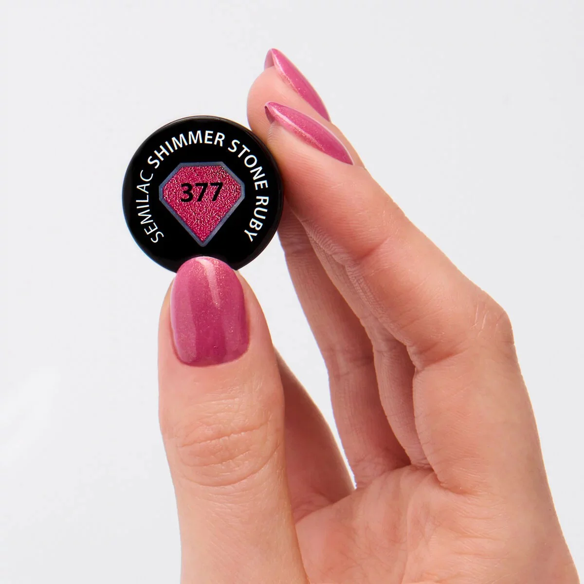 377 Shimmer Stone Ruby - Semilac Soak Off Gel / Hybrid Nail Polish - Image 2