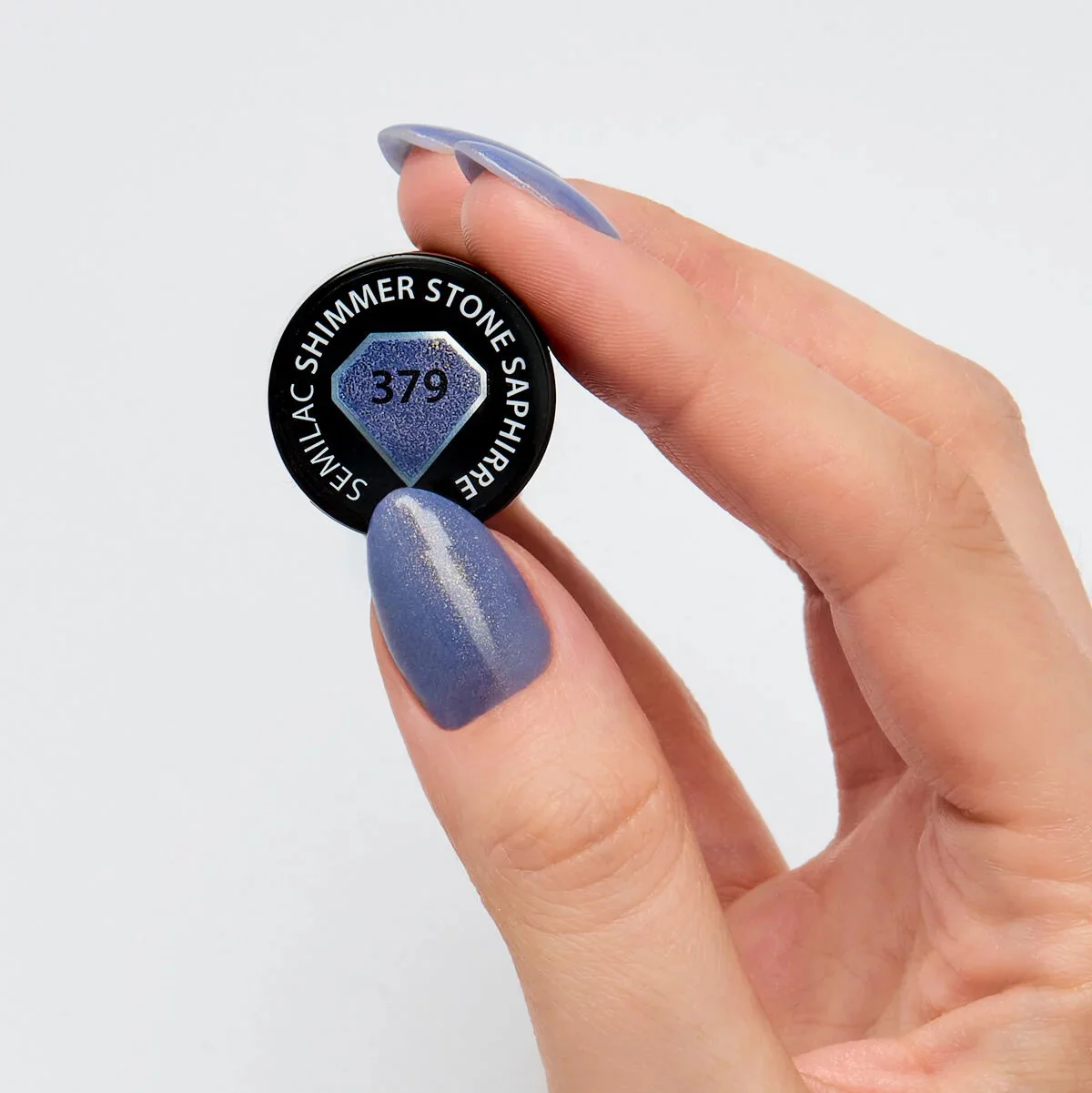 379 SHIMMER STONE SAPHIRRE - Semilac Soak Off Gel / Hybrid Nail Polish - Image 2