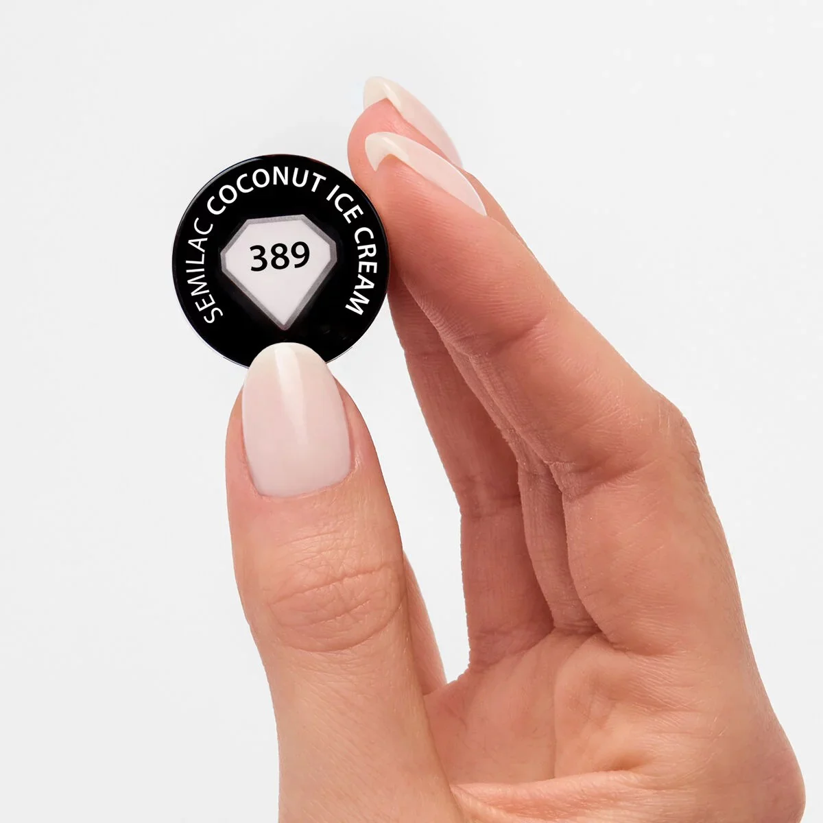 389 COCONUT ICE CREAM - Semilac Soak Off Gel / Hybrid Nail Polish - Image 2
