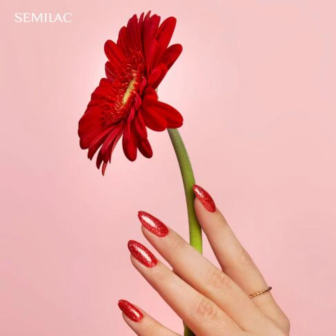 392 RED HEARTBREAKER Semilac Soak Off Gel / Hybrid Nail Polish - Image 5