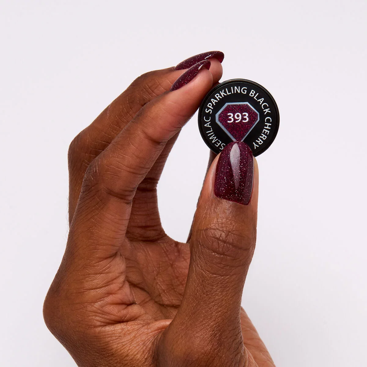 393 Sparkling Black Cherry - Semilac Soak Off Gel / Hybrid Nail Polish - Image 2