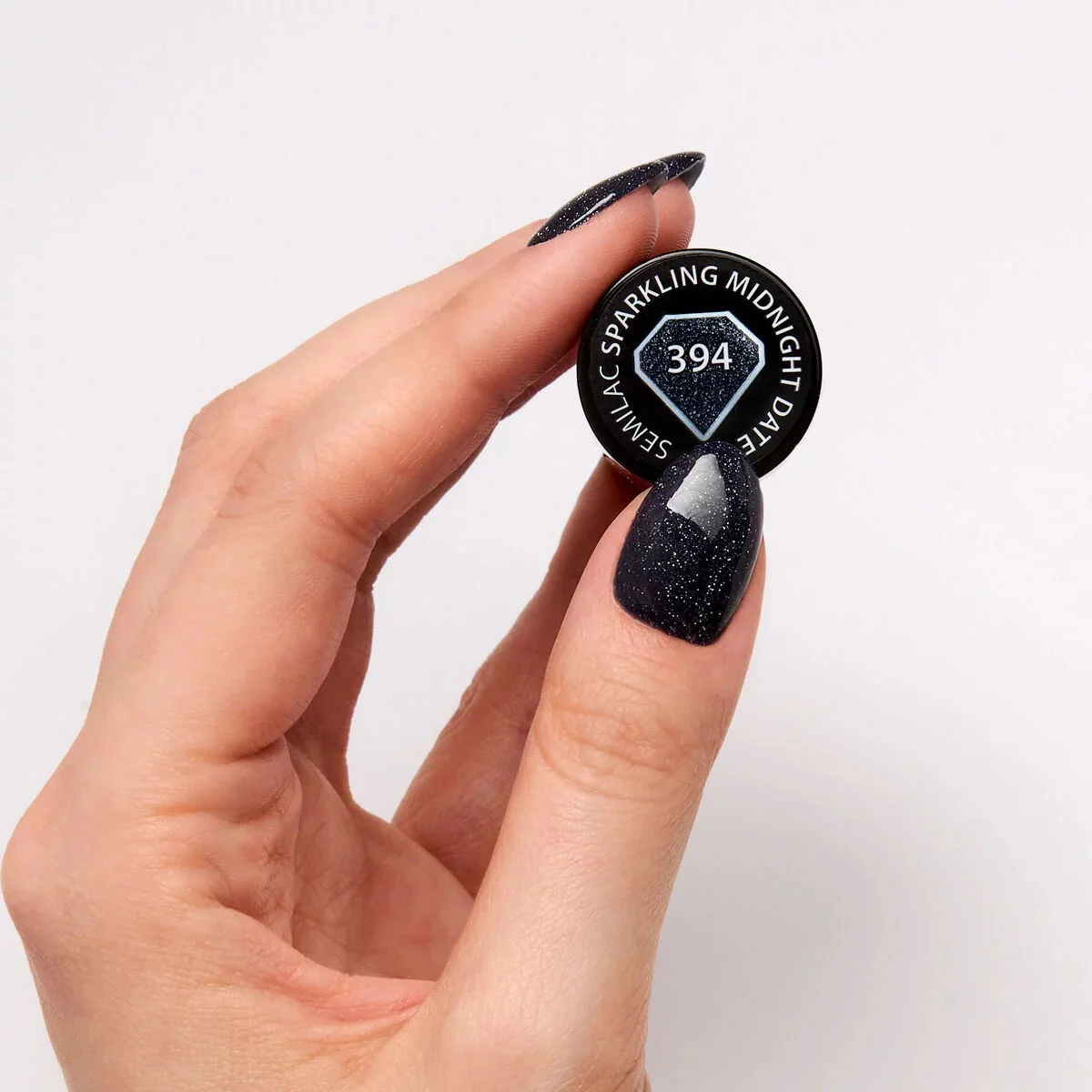 394 Sparkling Midnight Date - Semilac Soak Off Gel / Hybrid Nail Polish - Image 2