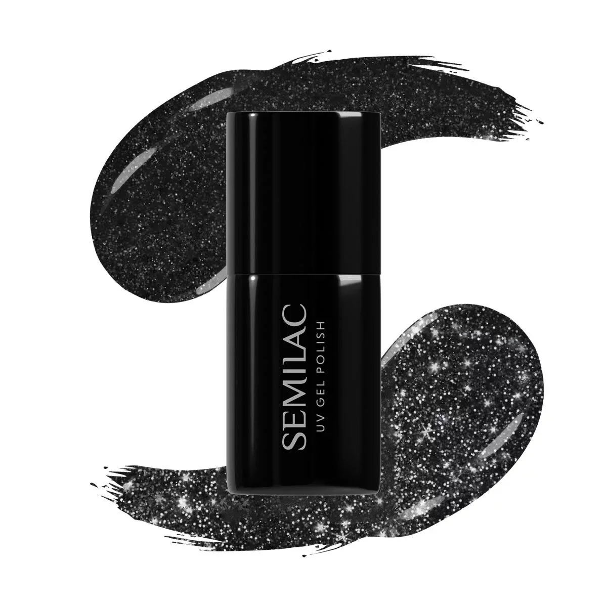 394 Sparkling Midnight Date - Semilac Soak Off Gel / Hybrid Nail Polish - Image 4