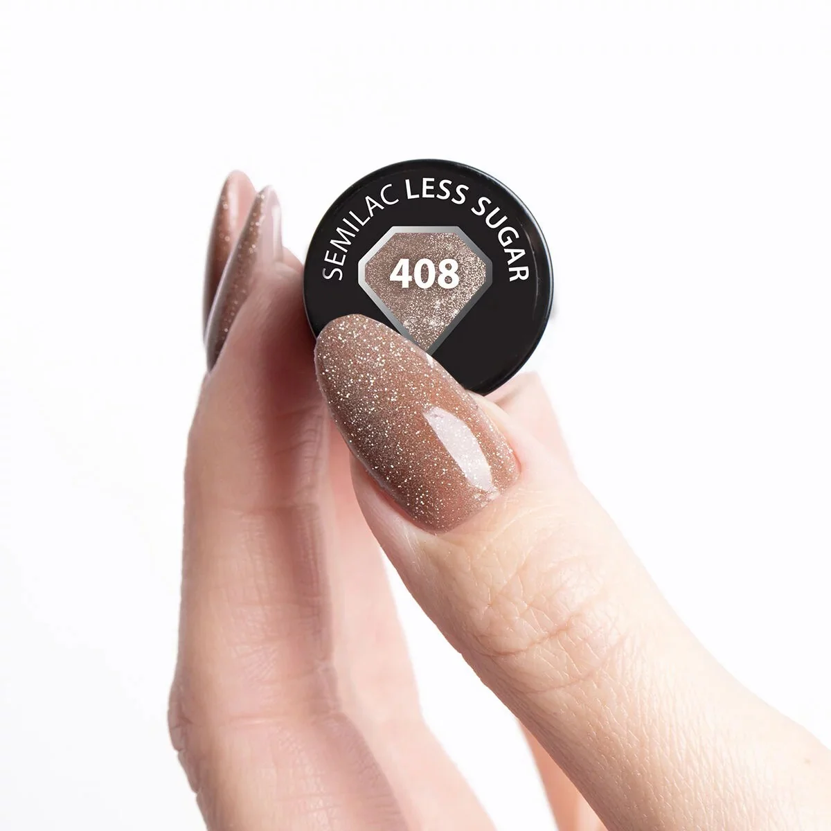 408 Less Sugar - Semilac Soak Off Gel / Hybrid Nail Polish - Image 3