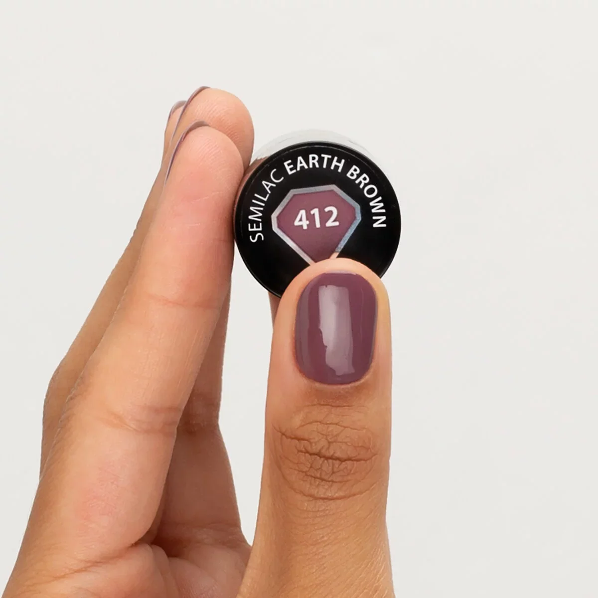 412 Earth Brown- Semilac Soak Off Gel / Hybrid Nail Polish - Image 2
