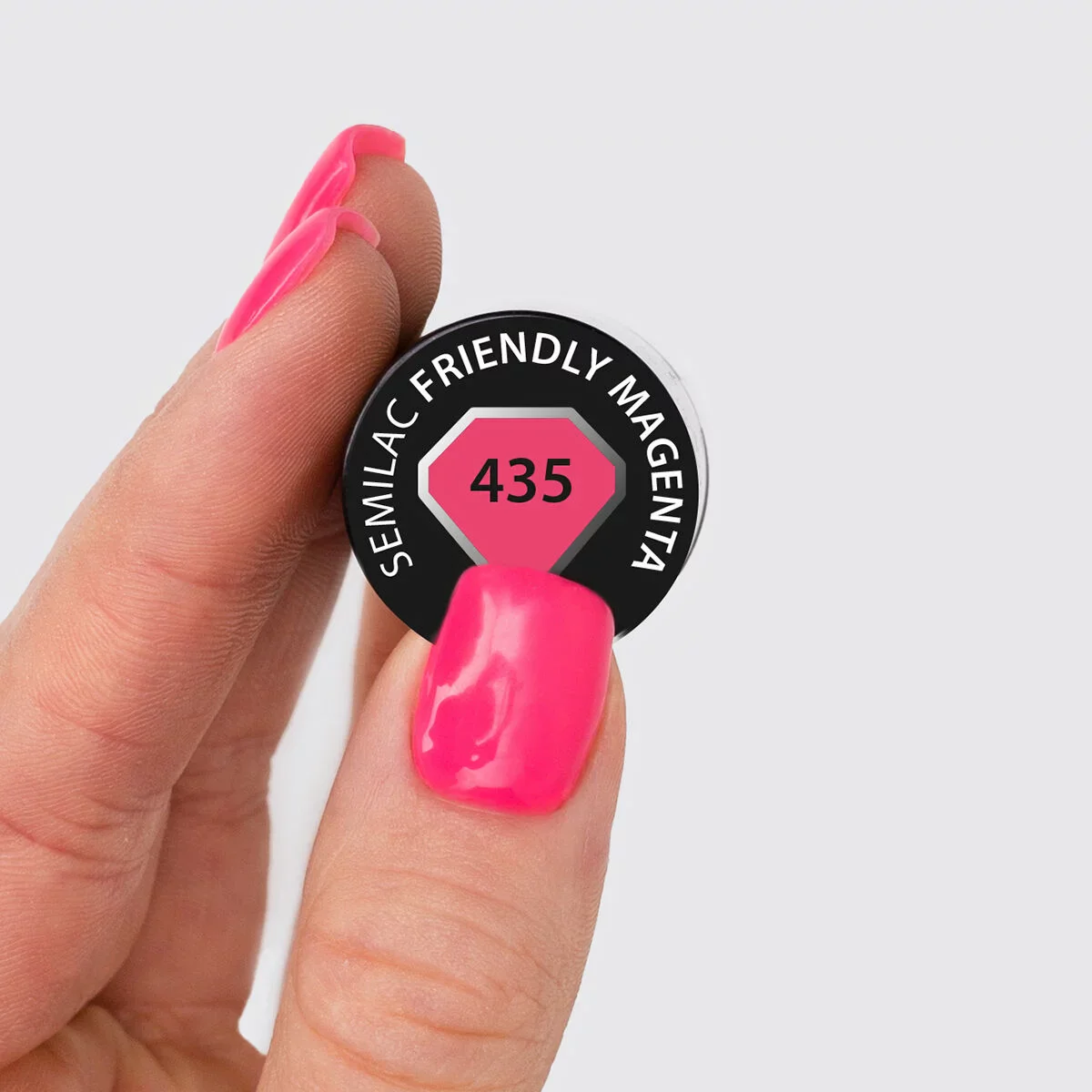 435 Friendly Magenta - Semilac Soak Off Gel / Hybrid Nail Polish - Image 2