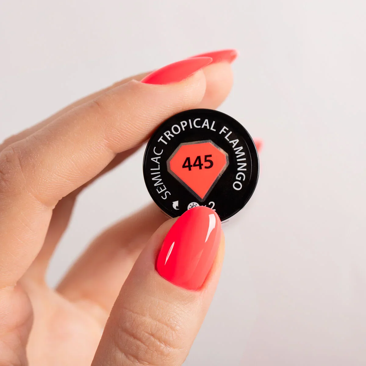445 Tropical Flamingo - Semilac Soak Off Gel / Hybrid Nail Polish - Image 2