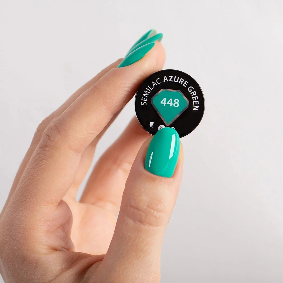 448 Azure Green - Semilac Soak Off Gel / Hybrid Nail Polish - Image 3