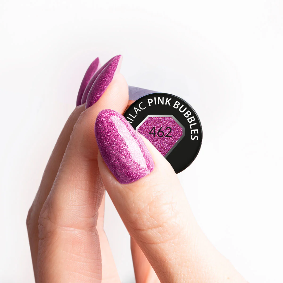 462 Pink Bubbles- Semilac Soak Off Gel / Hybrid Nail Polish - Image 2