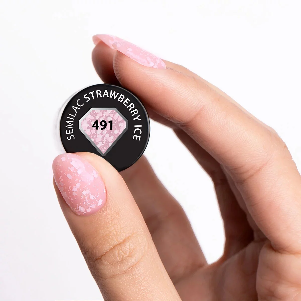 491 Strawberry Ice - Semilac Soak Off Gel / Hybrid Nail Polish - Image 3