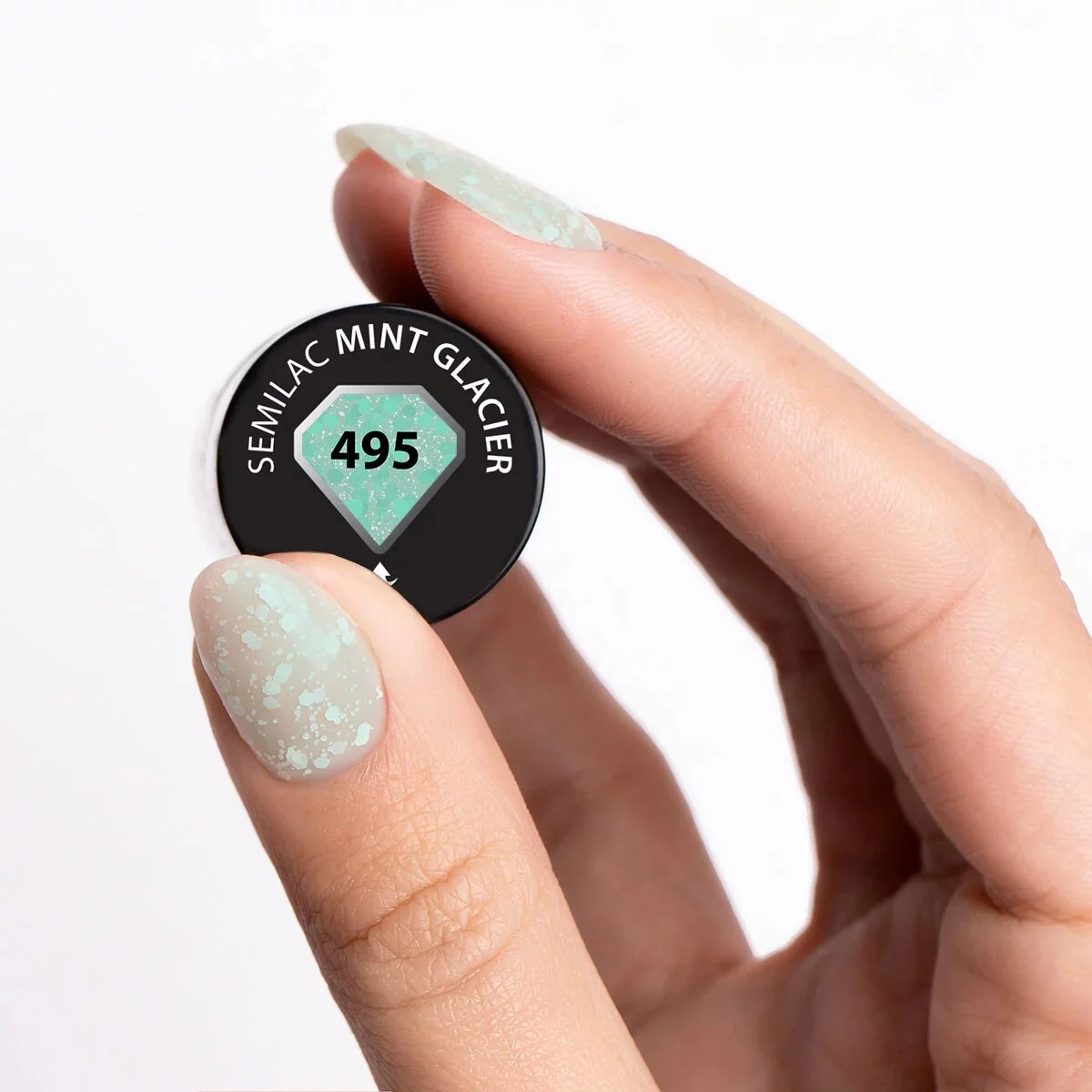 495 Mint Glacier - Semilac Soak Off Gel / Hybrid Nail Polish - Image 3