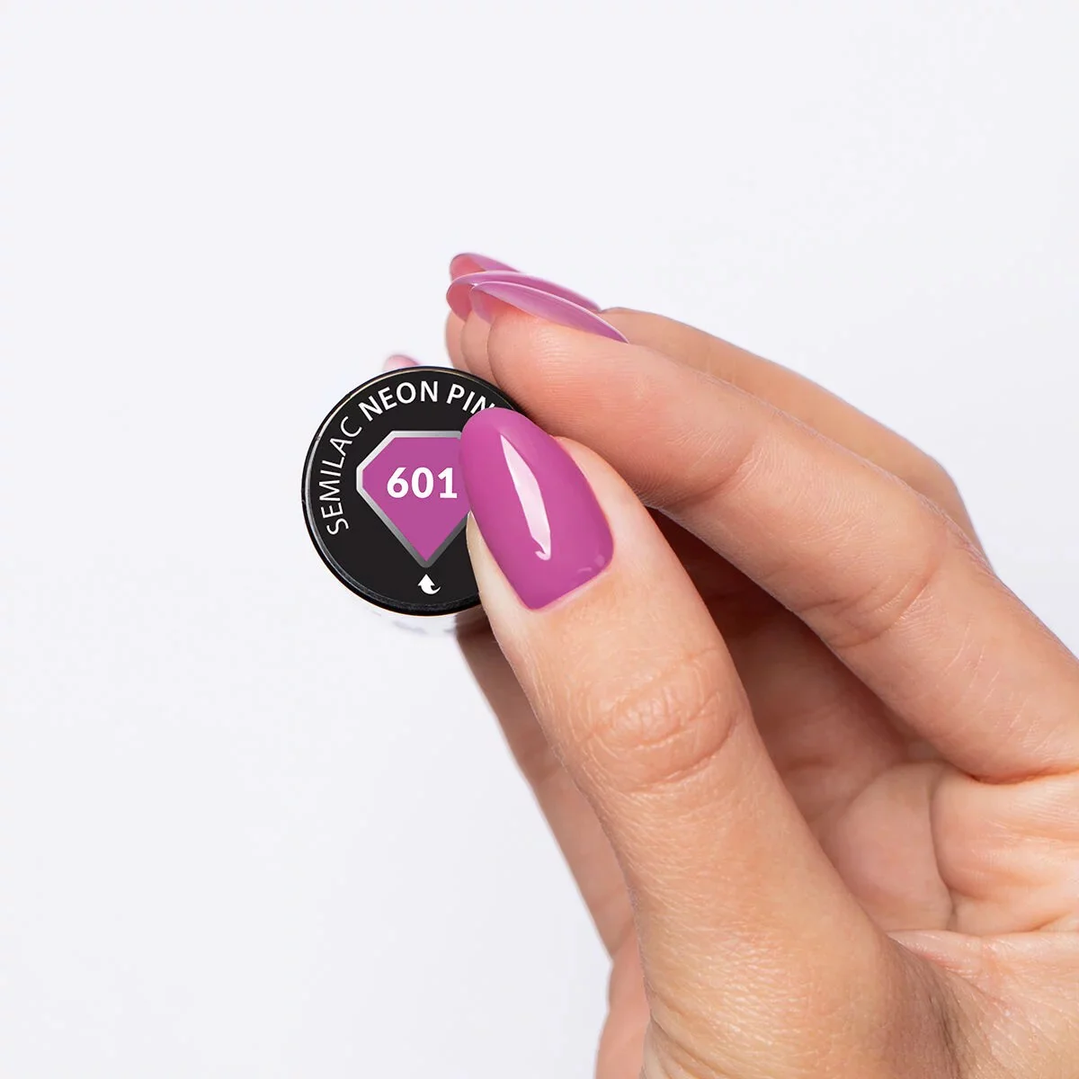 601 Neon Pink Punch - Semilac Soak Off Gel / Hybrid Nail Polish - Image 3