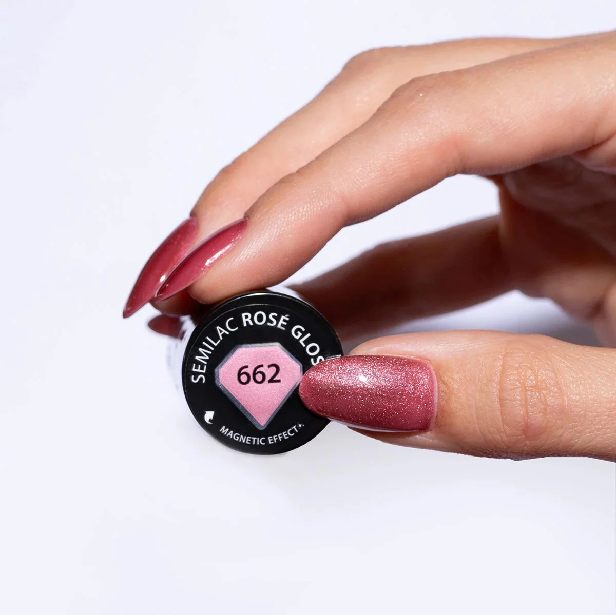 662 Rose Gloss - Semilac Soak Off Gel / Hybrid Nail Polish - Image 3
