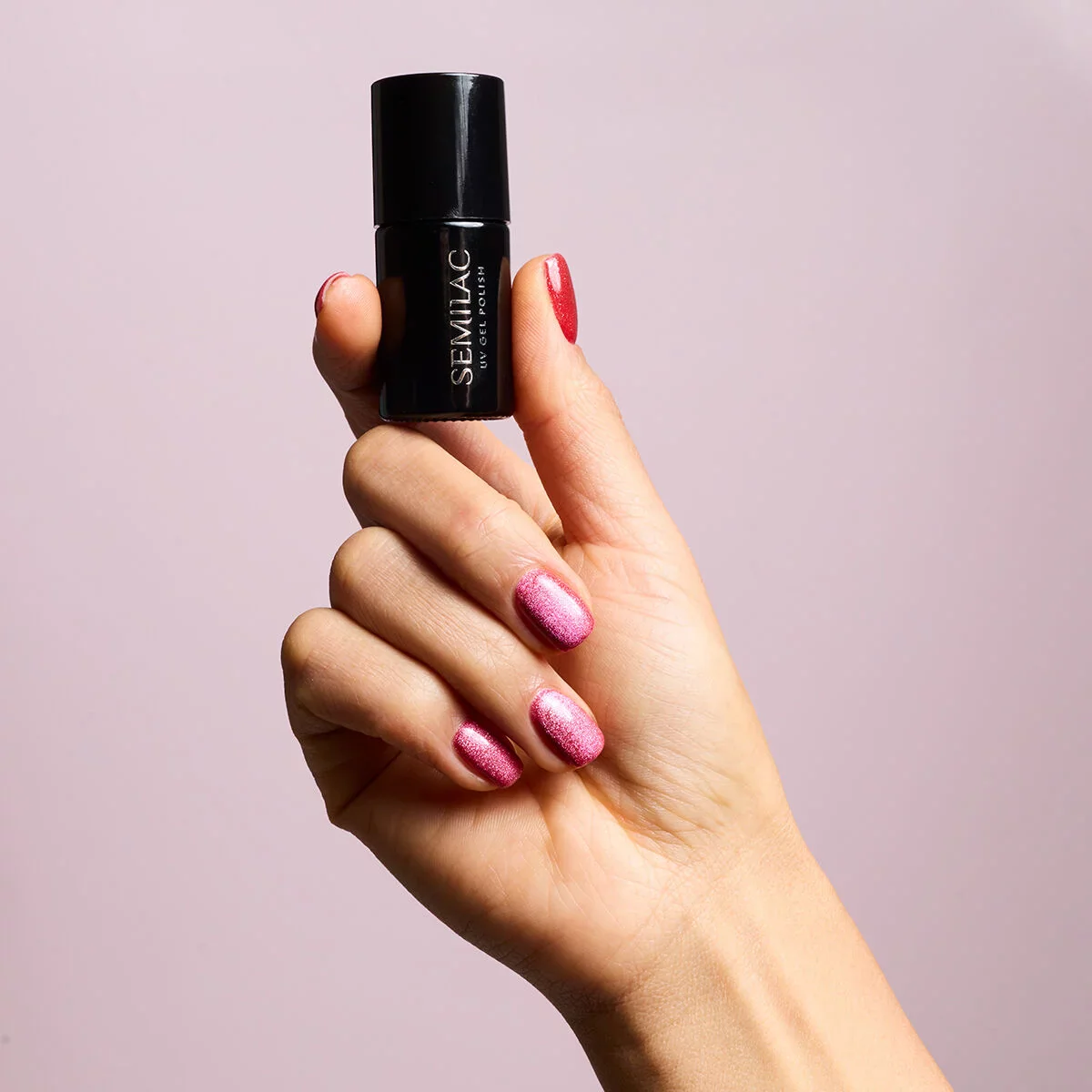 795 Magnetic Raspberry - Semilac Soak Off Gel / Hybrid Nail Polish - Image 6