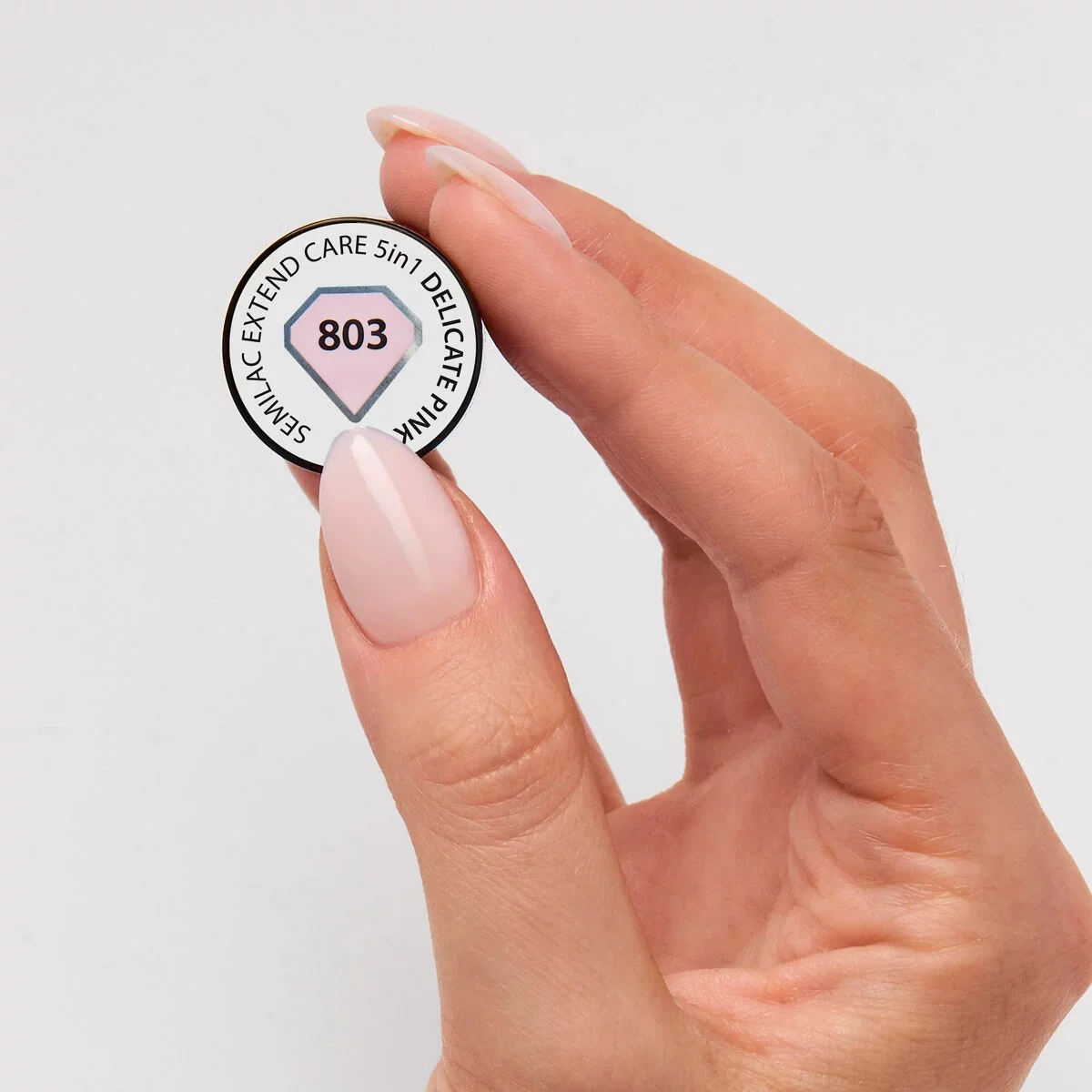 803 Delicate Pink Extend CARE 5in1 BASE - Semilac Soak Off Gel / Hybrid Nail Polish - Image 2