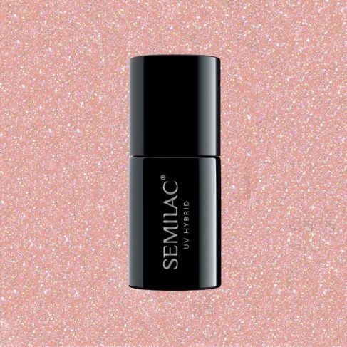 804 GLITTER SOFT BEIGE - Semilac Extend 5in1 Soak Off Gel / Hybrid Nail Polish - Image 5