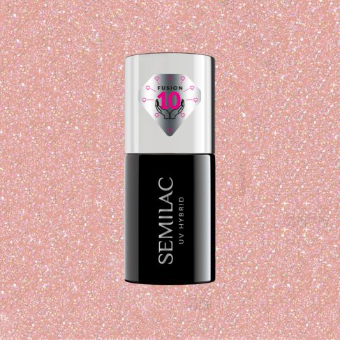 804 GLITTER SOFT BEIGE - Semilac Extend CARE 5in1 Soak Off Gel / Hybrid Nail Polish - Image 3