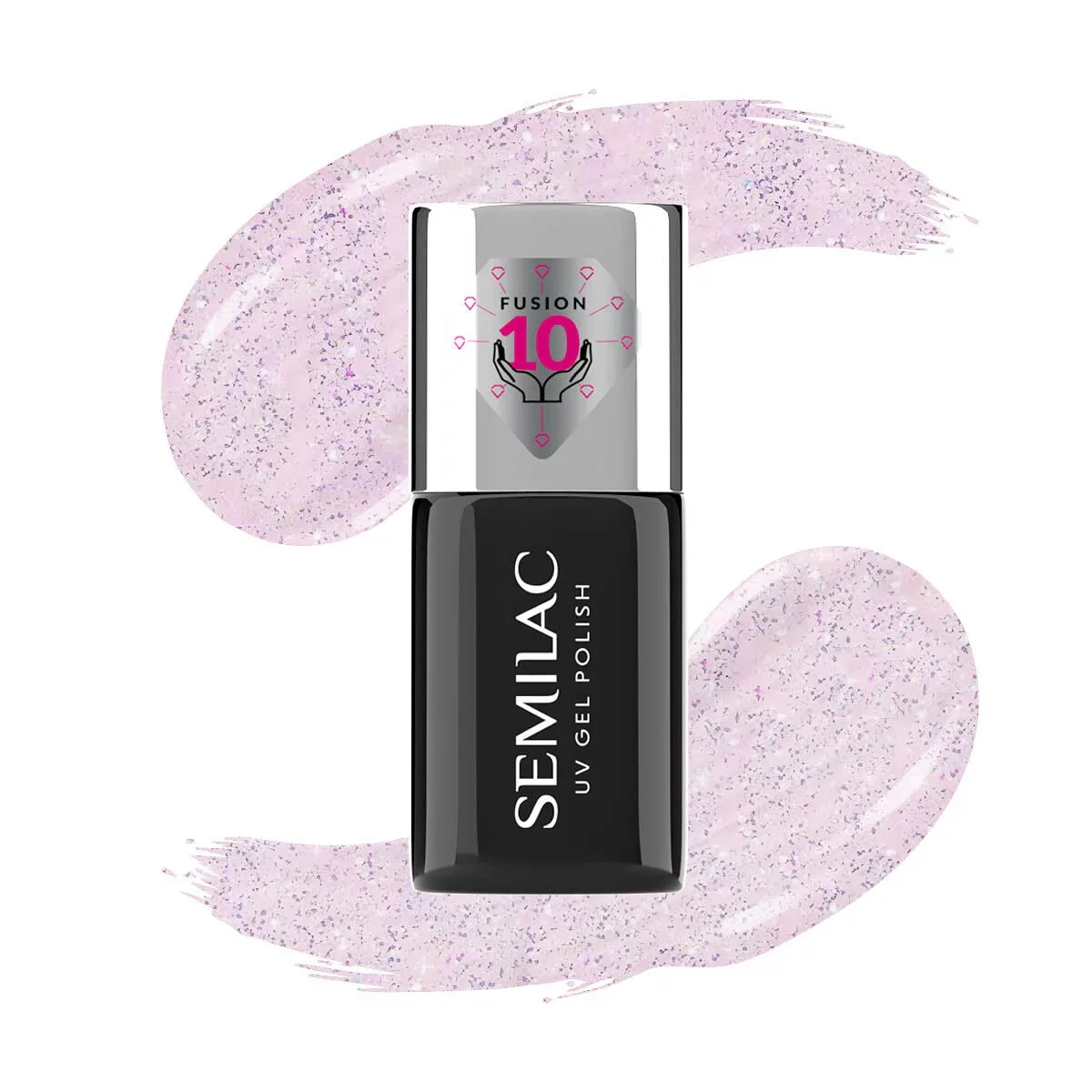 806 Glitter Delicate Pink Extend CARE 5in1 BASE - Semilac Soak Off Gel / Hybrid Nail Polish