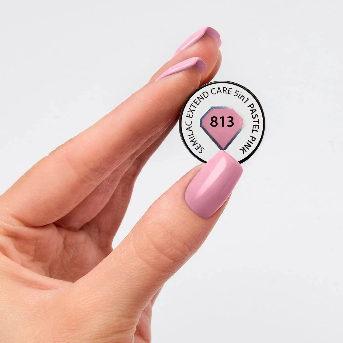 813 Pastel Pink Extend CARE 5in1 BASE - Semilac Soak Off Gel / Hybrid Nail Polish - Image 2